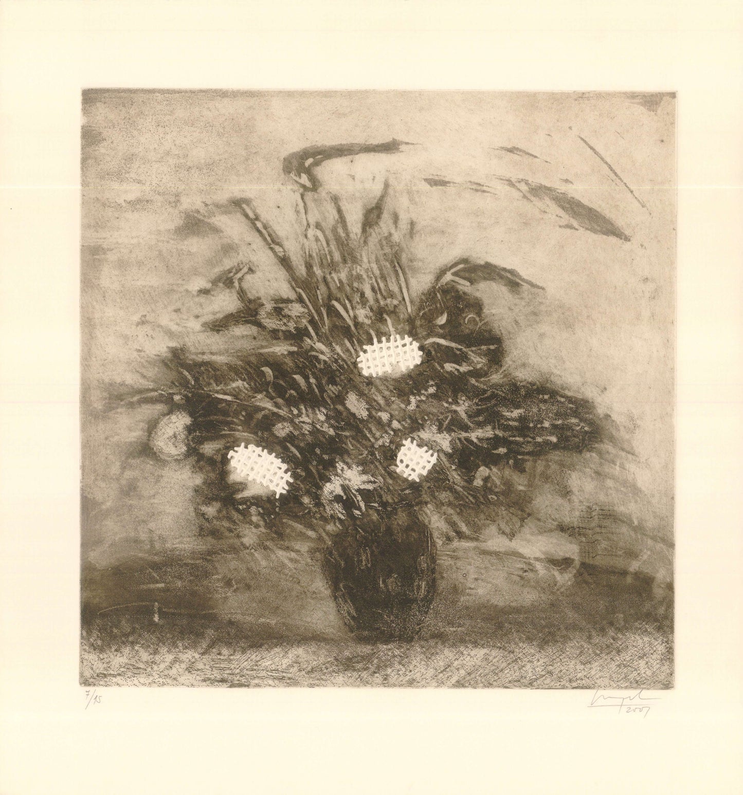 BODEGON DE FLORES EN BLANCO Y NEGRO