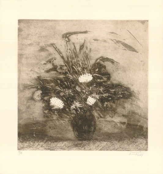 BODEGON DE FLORES EN BLANCO Y NEGRO